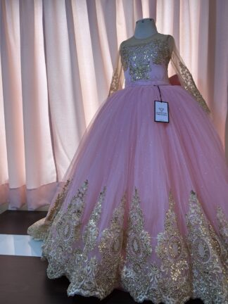 Vestido de Fiesta Nude Rosa y Dorado Elegancia Transformable 2 en 1