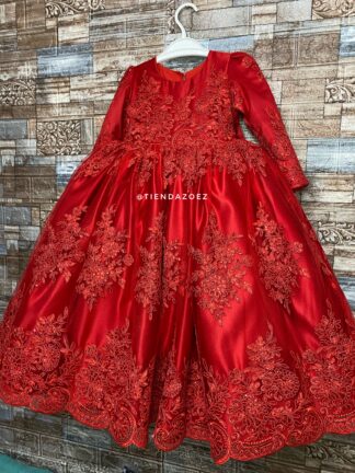 Vestido Rojo con Encaje para las Pequeñas Elegantes