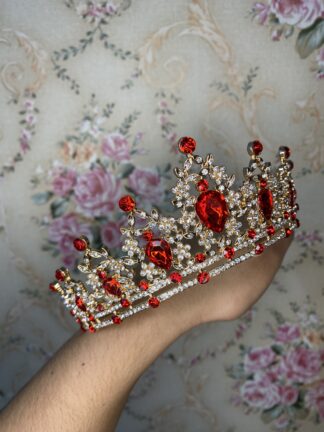 Tiara Celestial Resplandor Dorada y rojo