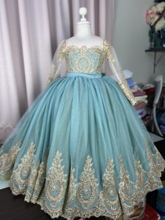 Vestido de Fiesta Verde y Dorado Elegancia