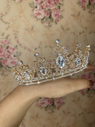 Tiara Celestial Resplandor Dorada y blanca