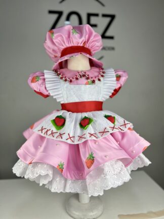 Vestido de Niña con Temática de Rosita Fresita. Vestido Strawberry shortcake