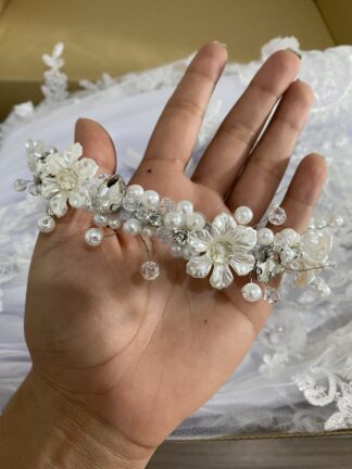 Tiara Perla, Evory, Blanca para Bautizo con Pedreria Encantadas