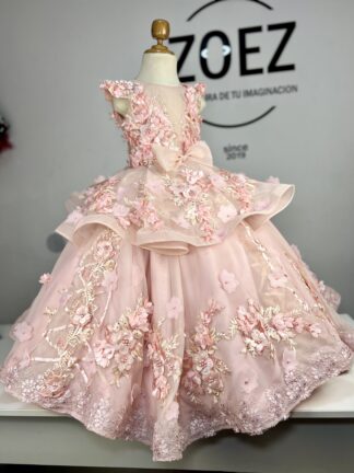 Vestido para Niña Elegante color Nude Rosa